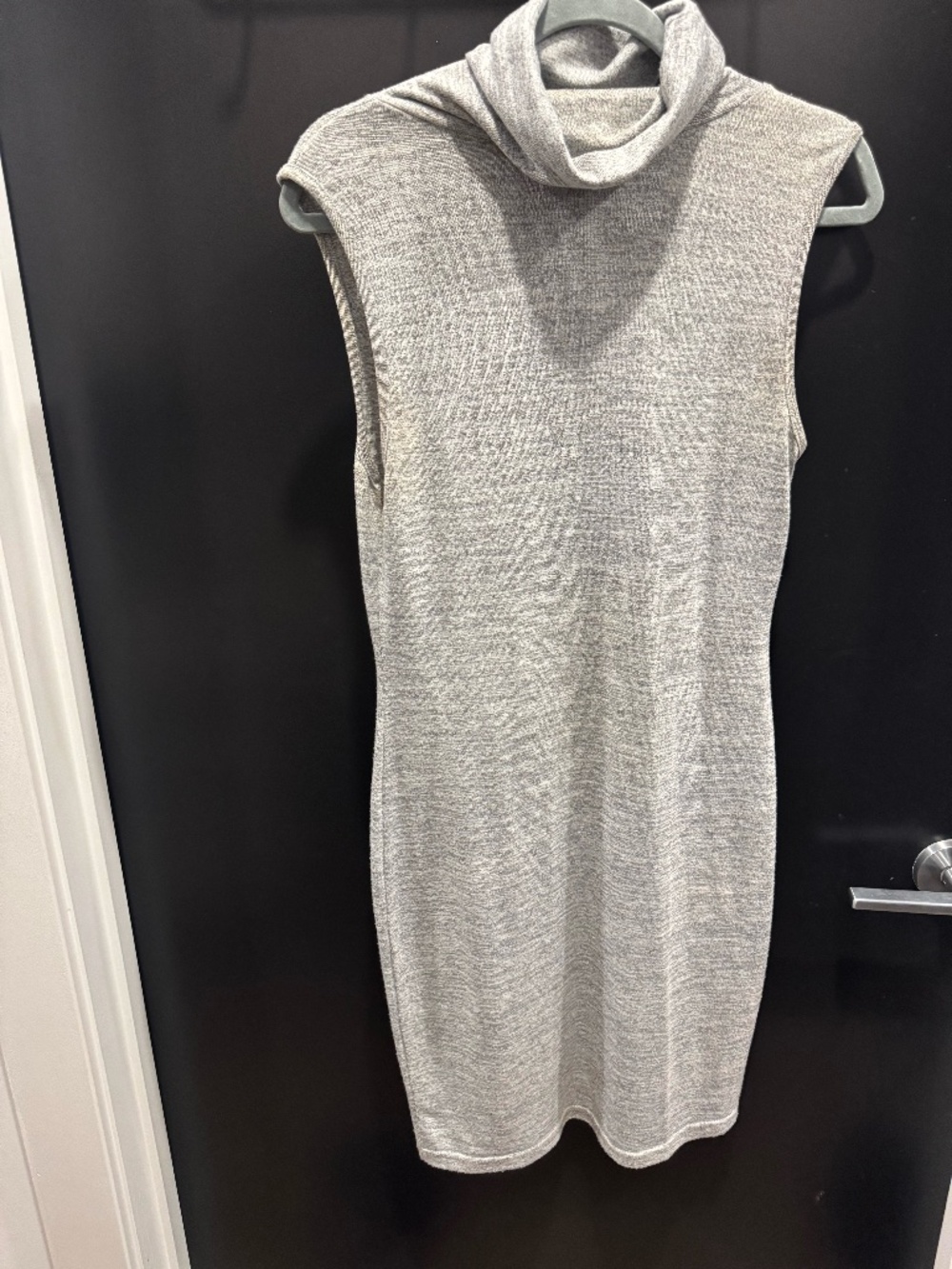 Grey Sweater Dress with High Neck